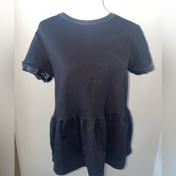 Madewell leather trim peplum top; size large, black - Picture 2 of 6